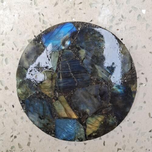 10 cm Natura Labradorite Round Slab quartz crystal Slice Plate