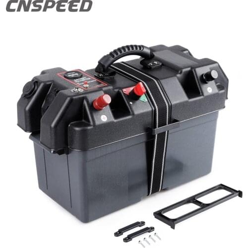 Boat Camper RV Battery Box USB 12VTrolling Motor Power Center Station Charger Port Plastic Fit Group 24- and 27-size Batteries