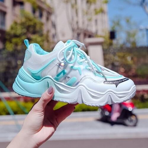 Sneakers Fashion Women Shoes Blue Orange Mesh Casual Shoes Woman Trainers Lace-Up Platform Sneakers Women Vulcanize Shoes