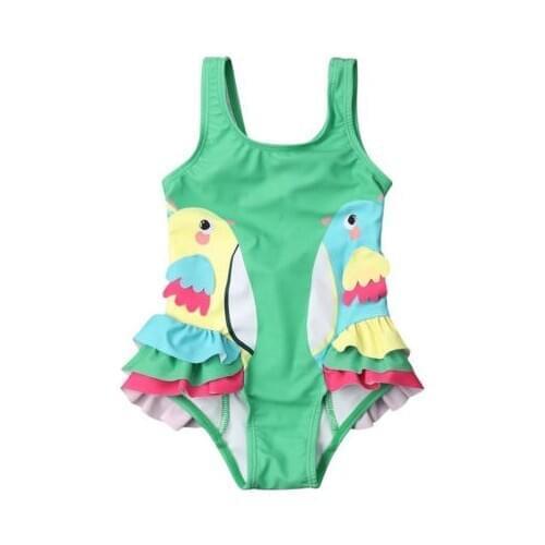 Newborn Baby Girls Two Birds Bikini Swimwear Swimsuit Bathing Beach One Piece Size 0-24M Baby Swimwear