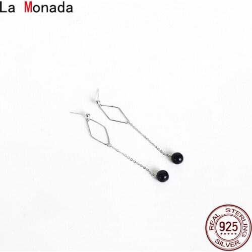 La Monada Korean Small Silver Earrings Woman Long Hanging Stud Earring Silver 925 Unusual Geometry Earrings For Women Jewelry