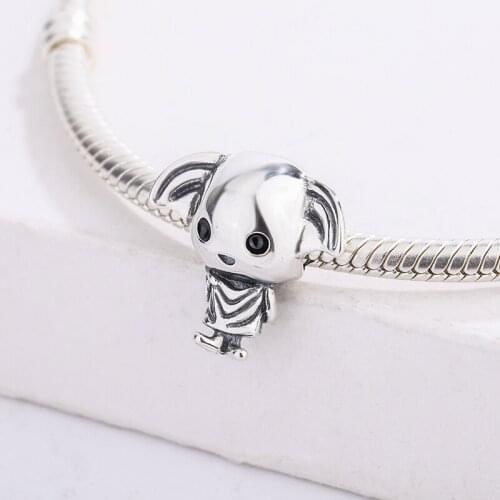 Fashion Accessories 925 Sterling Silver Cute Elf Pendant Smile On Face Charm Bracelet DIY Jewelry Making For Pandora