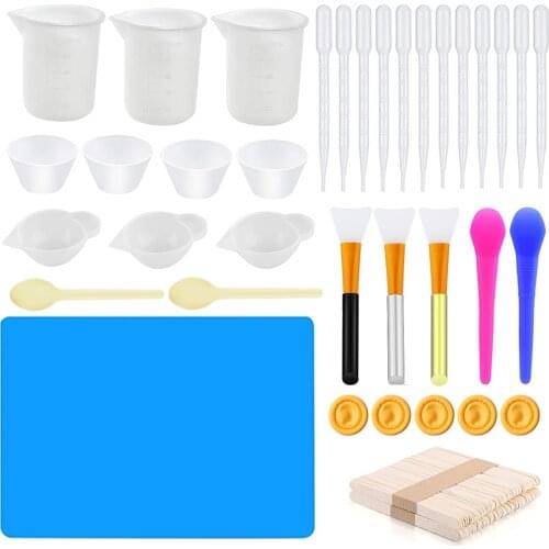 1 Set Epoxy Resin Jewelry Making Tools Kits Measuring Cups Stir Bar Mix Cup Dispensing Stick Silicone Tools For DIY Resin Crafts