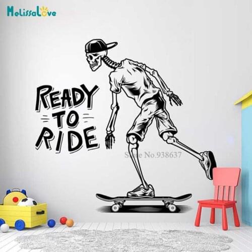 Ready To Ride Skateboard Wall Sticker Decals Teens Bedroom Playroom Home Decor Mural Removabl Vinyl Poster BD089