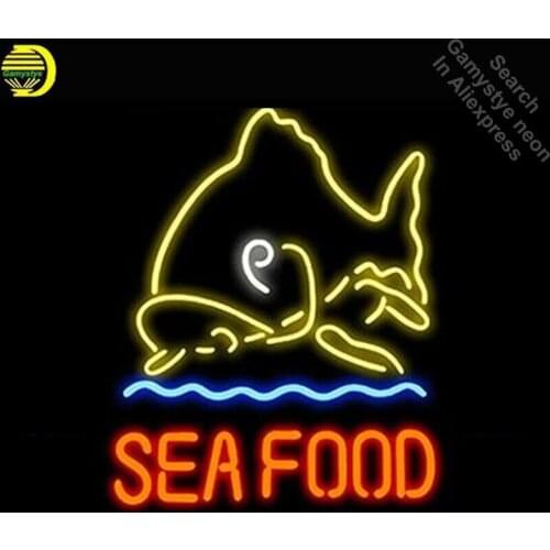 Neon Signs for Sea Food Fish Neon Light Sign Handcrafted Restaurant Neon Bulbs Glass Tube Decorate Room Elephant dropshipping