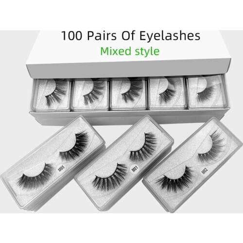 Mink Lashes Bulk Wholesale 30/50/100pcs 3D Mink Eyelashes Bulk Natural Mink Eyelashes Makeup Eye Lashes Set False Eyelashes Pack