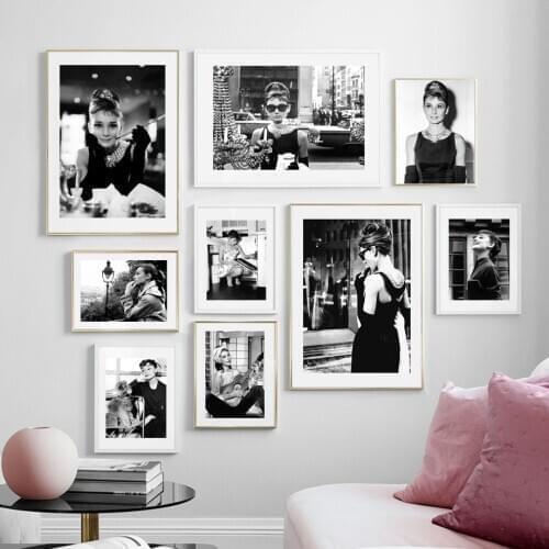Movie Star Audrey Hepburn Posters And Prints Black White Wall Art Canvas Painting Wall Pictures For Bedroom Living Room Decor