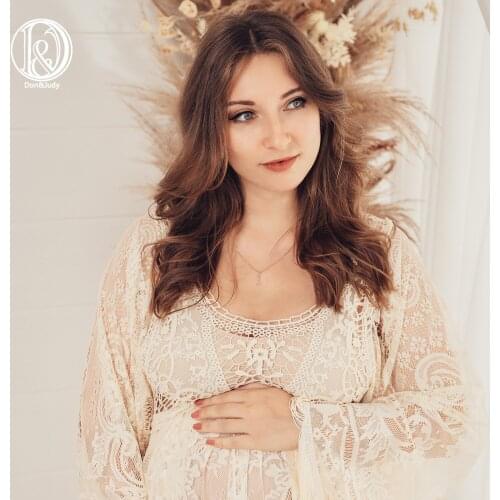Don&Judy Pregnancy Dress for Photo Shoot Lace Maternity Photography Prop Sexy V Neck Pregnant Women Maxi Bohemia Gown Dress 2020