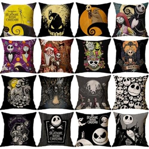 Linen Digital Printing Skull Black Cat Pillow Halloween Pillowcase Witch Ghost Bride Zombie Series Pillowcase
