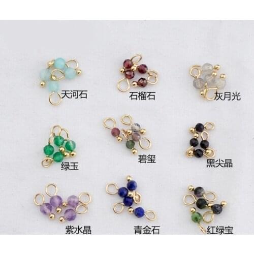 Natural Stone Charms Handmade Round Stone Loose Beads 2.5-3mm 4pcs/lot Charms For DIY Necklace Jewelry Finding Accessories