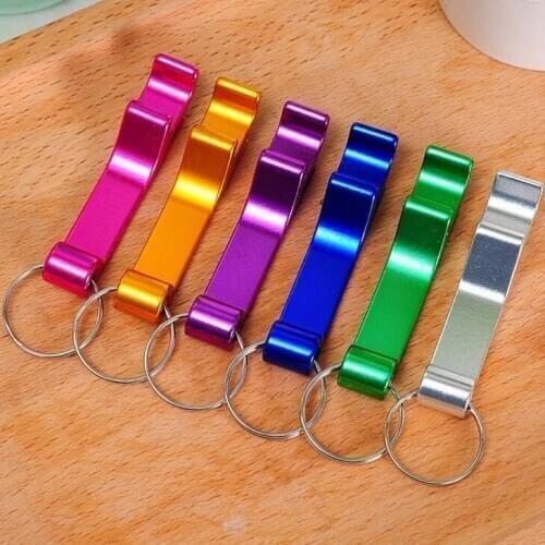 Portable Aluminum Alloy Stainless Steel Beer Wine Bottle Opener With KeyChain 2-in-1 For Party Gift LX1926