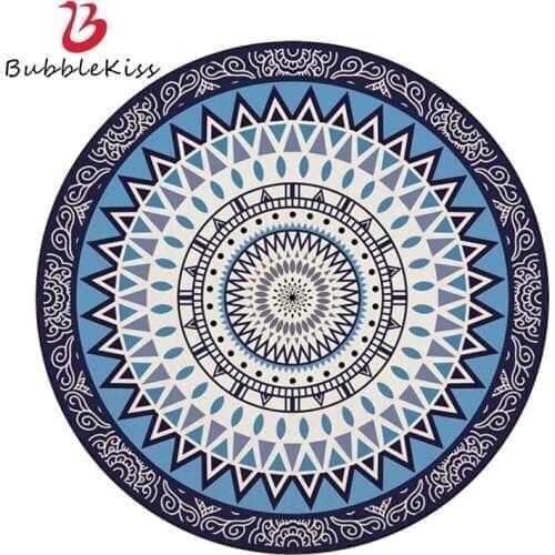 Bubble Kiss Round Carpet Ethnic Style Geometric Printed Carpets For Living Room Anti-Slip Rug Chair Bedside Bedroom Decor Rugs