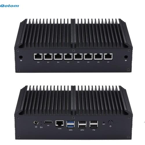 Qotom Mini PC with Core i3 i5 i7 processor and 4 Gigabit NICs, AES-NI, RS232, Fanless Mini PC PFSense Firewall Router
