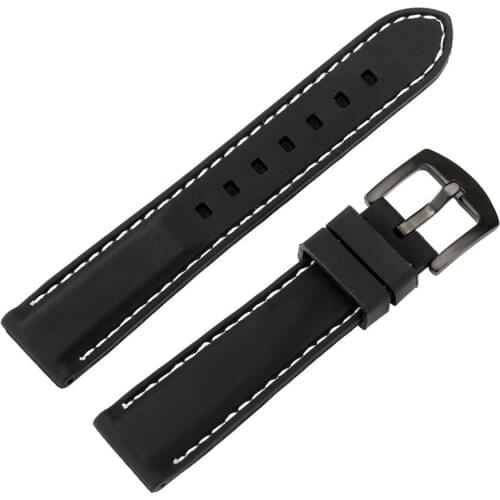 20/22/24mm Lug Width Waterproof Silicone Watch Bands Black Pin Buckle Wristband Replacement Straps with 2 Pair Spring Bars