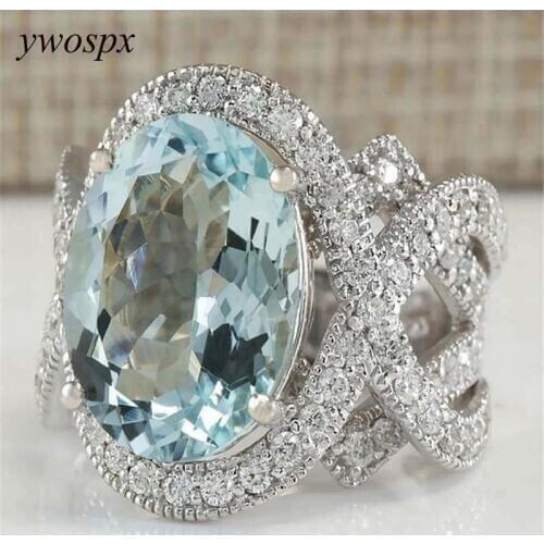 Luxury Female Big Blue Stone Ring Vintage 925 Silver Wedding Rings For Women 2019 New Year Fashion Engagement Ring Jewelry Gifts
