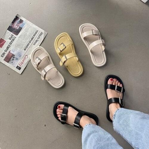 Sandals womens outer wear ins tide 2021 summer new style fairy style wild fashion flat-bottom fashion roman slippers