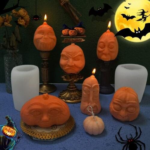 Halloween Pumpkin Candle Silicone Mold DIY Weird Pumpkin Creative Scented Candle Handmade Soap Mold Cake Decorating Tools