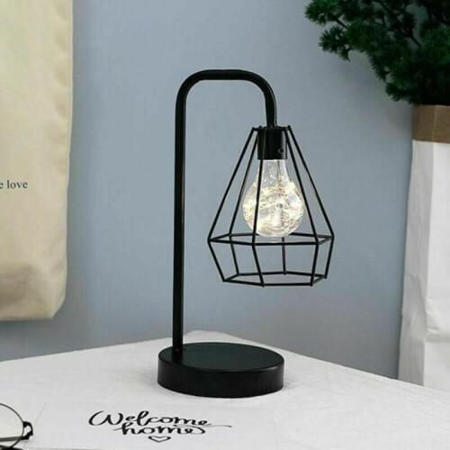 LED Table Lamps Retro Black Geometric Wire Industrial LED Light Bulb Table Lamps Bed Side Battery Table Lamp