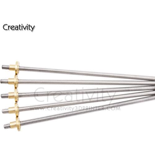 3D Printer T8 Lead Screw OD 8mm Pitch 2mm Lead 2mm 200mm 250mm 300mm 350mm 400mm 450mm 500mm With Nut For Reprap