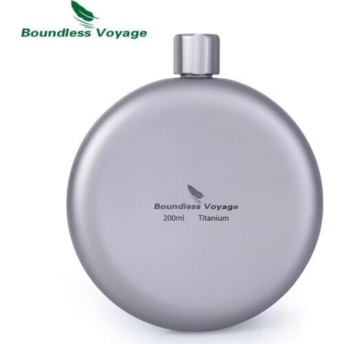 Boundless Voyage Titanium Round Hip Flask with Funnel Camping Sports Bottle Wine Whiskey Water Drinking