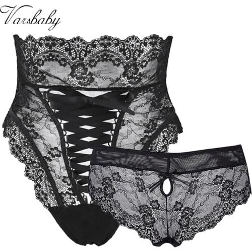 Varsbaby Women Sexy Comfortable Floral Briefs Ladies High-Rise Thong+Mid-Rise Panty 2 Pcs/Lots