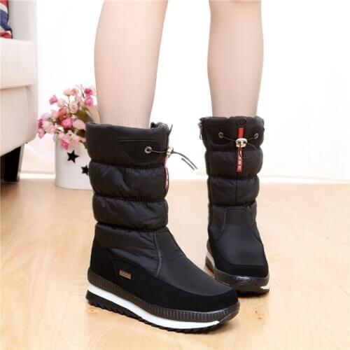 Winter Outdoor Waterproof Thicken Plus Velvent Warm Snowfield Boots Non-slip Men Woman Children Adult Hiking Cotton-padded Shoes