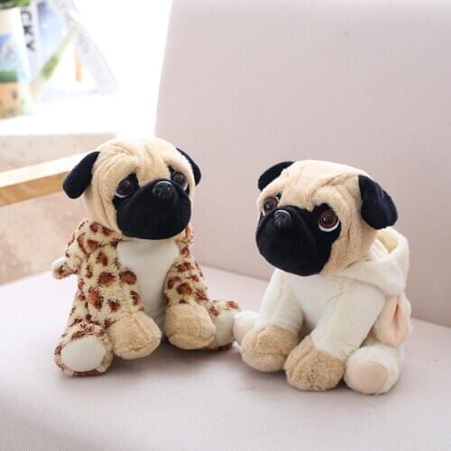 1Pcs Simulation Dogs Stuffed Plush Dressing Sharpei Pug Puppy Pet Toy Bulldog Animal Doll Children Kids Birthday Christmas Gifts