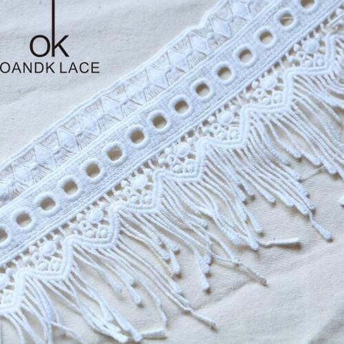 10cm 1YARD polyester water soluble exquisite embroidery fringe lace trim, flower fringe