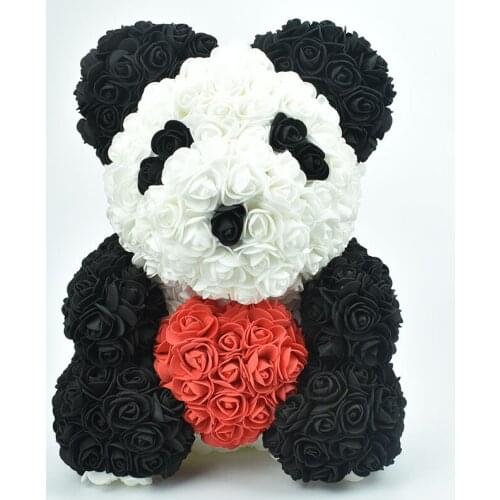 2020 40cm Soap Foam Rose Panda China Rose FLower bear with heart for Girlfriend and Birthday Gift