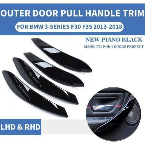 4PCS LHD RHD Piano Black Car Interior Inner Door Pull Handle Outer Front Rear L R Protect For BMW F30 F80 F31 F32 F33 F35 13-18