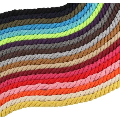 5 Meters 10mm Twisted Cord 100% Cotton Rope Colorful For Handbag Home Decor DIY Textile Accessories Red Yellow Khaki Pink Green