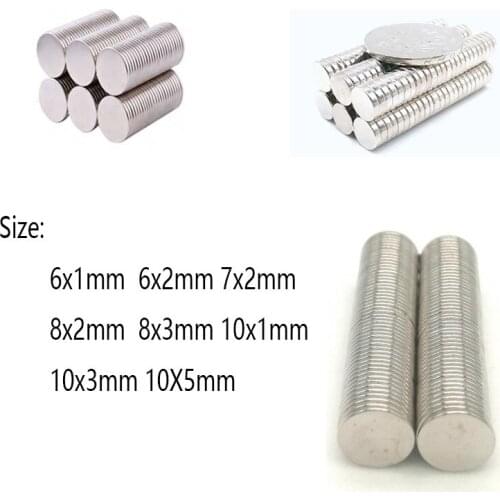 50/100pcs mini powerful round magnets small permanent rare earth powerful neodymium artwork 6X1 6X2 7X2 8X2 8X3 10X110X3 10X5mm