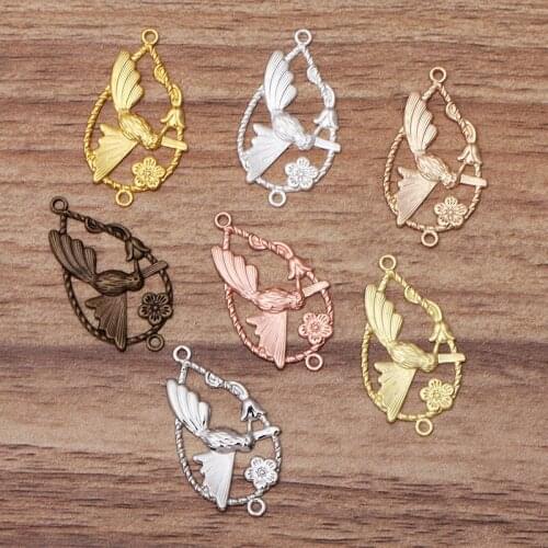 50 Pcs 19*33 mm Metal Copper 7 Colors Filigree Connector Headwear Hair Accessories DIY Jewelry Making