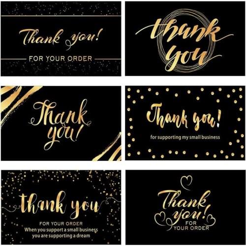 50pcs Thank You Cards for Supporting My Black Gold Small Business Cards for Retail Store Handmade Goods Gift Shop Packaging