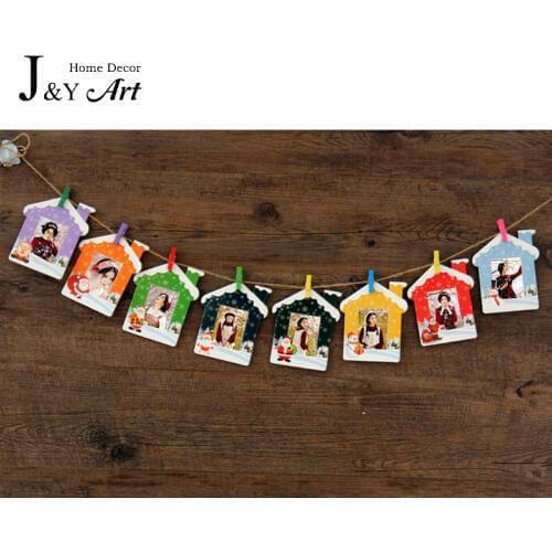 9 pcs a lot 3 Inch DIY Wall Hanging Colorfull Christmas Hourse Paper Photo Frame For Pictures photo J&Y Art Home Decor JY-349