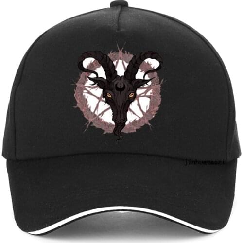 Summon demon print Baseball cap Men 100% Cotton Sigil Of Satan T Shirt 90s Goat Head hat Summer Unisex adjustable snapback hats