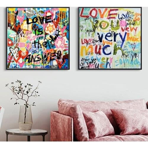 Large Size Graffiti Art Love Is The Answer Canvas Painting Posters Prints Wall Art for Living Room Home Decor