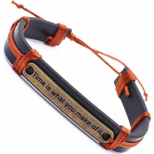 DGW letter time is what you make of it bracelets Jewelry 9 colors Braided Leather Bracelet Fashion Bangles for women and men