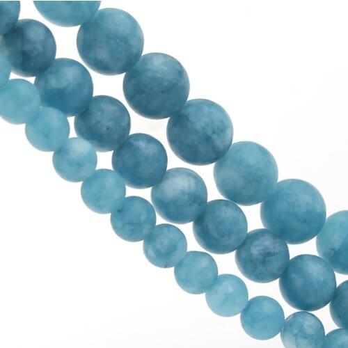Natural Stone Dull Polish Matte Lake Blue Jades Beads Round Loose Spacer Beads Supplies For Jewelry Making Diy Bracelet 6/8/10mm