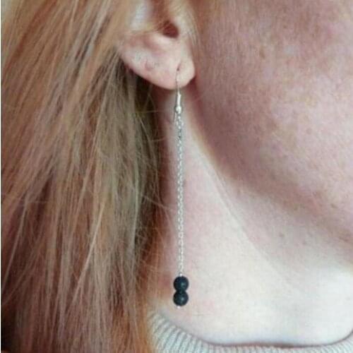 Ex1208 Europe Fashion Vintage simple tassel Chain volcanic stone earrings 2021 trend Womens Jewelry Accessories