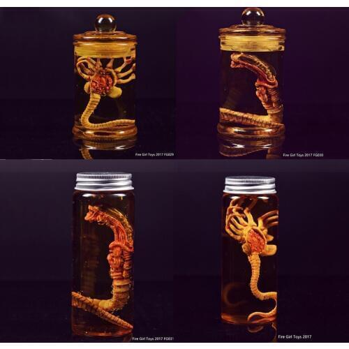 Predator Alien Larva Face Bug + glass bottle Fire Girl Toys Chestburster Facehugger Culture Tank