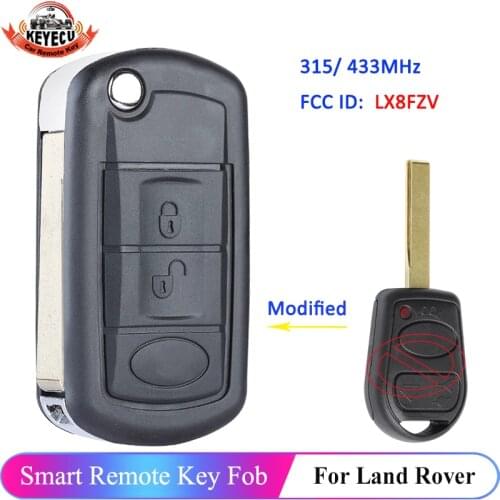 KEYECU 3 Button 315MHz / 433MHz FCC ID: LX8FZV for Land Rover Range Rover 2002 2003 2004 2005 2006 Upgraded Car Remote Key Fob