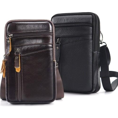 Classic Texture Leather Mobile Phone Bag For Men High Quality Coin Purse Portable Waist Packs Holder Fanny Pack Universally