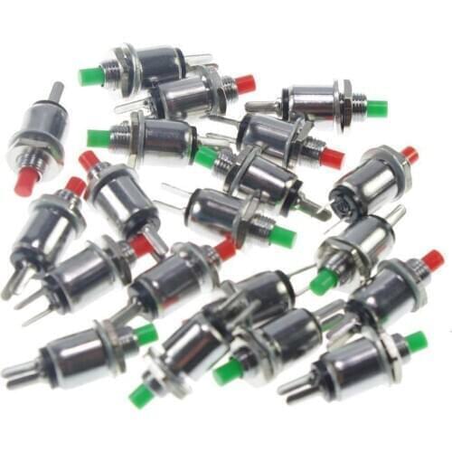 10pcs Red/Green 2Pin Momentary SPST OFF-(ON) NO 0.5A 125VAC 5mm Hole Push Button Switch