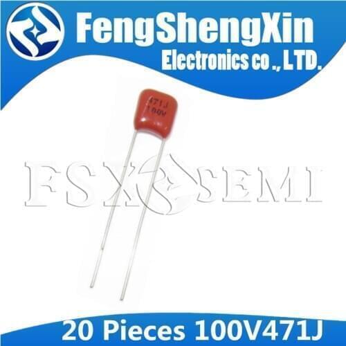 20PCS CBB 100V471J 470PF Pitch 5MM 100V 471 Polypropylene film capacitor