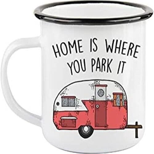 Metal Cup Enamel Camping Beverage Mug with RV Funny Birthday Christmas Outdoors Metal Enamel Campfire Cup