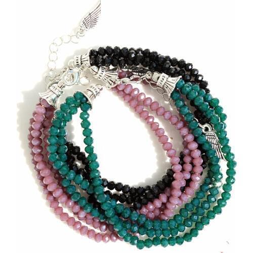 Fashion summer bracelet with Wing charm boho handmade crystal beads bracelets for women jewelry