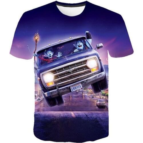 Onward Kids T Shirt Disney Animation Films Barley Lan 3D Cool Printing T-shirt Child Short Sleeve Clothes Tops Boys Girls Tees