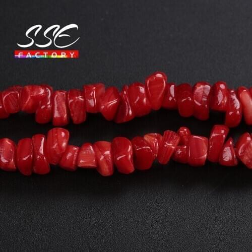 Natural Stone irregular Red Shell Beads Smooth Loose Spacer Beads For Jewelry Making DIY Charm Bracelet Necklace Accessories 15"