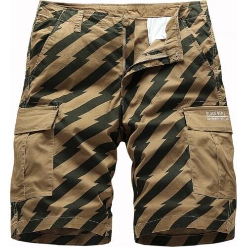 Summer Mens Tactical Cargo Beach Shorts Men Shorts Cotton Casual Stripe Sports Man Boardshorts Breathable Camouflage Streetwear